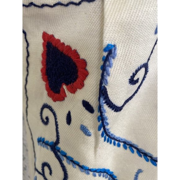 Vintage Homemade Jumper Dress Pinafore Apron 70's Embroidery Calico Farm Cottage - Picture 4 of 12